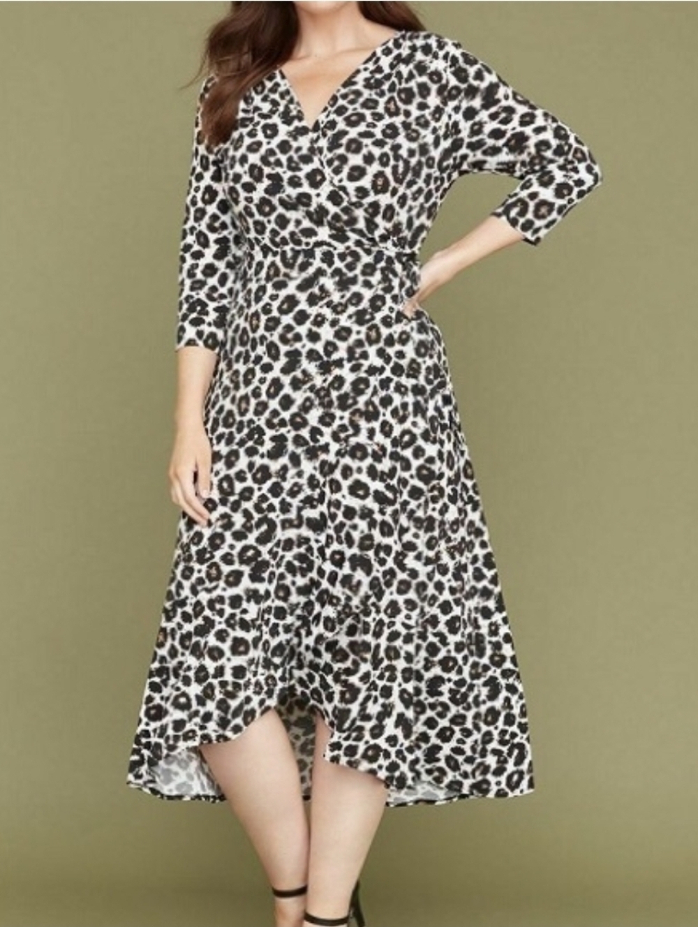 LANE BRYANT Leopard Faux Wrap Dress - Size 26/28‎